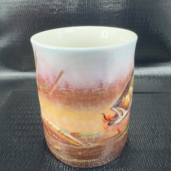 Rivers Edge Products 3D Ceramic Coffee Mug Cup 15 Oz Fishing Scene Silver Handle - Picture 7 of 15